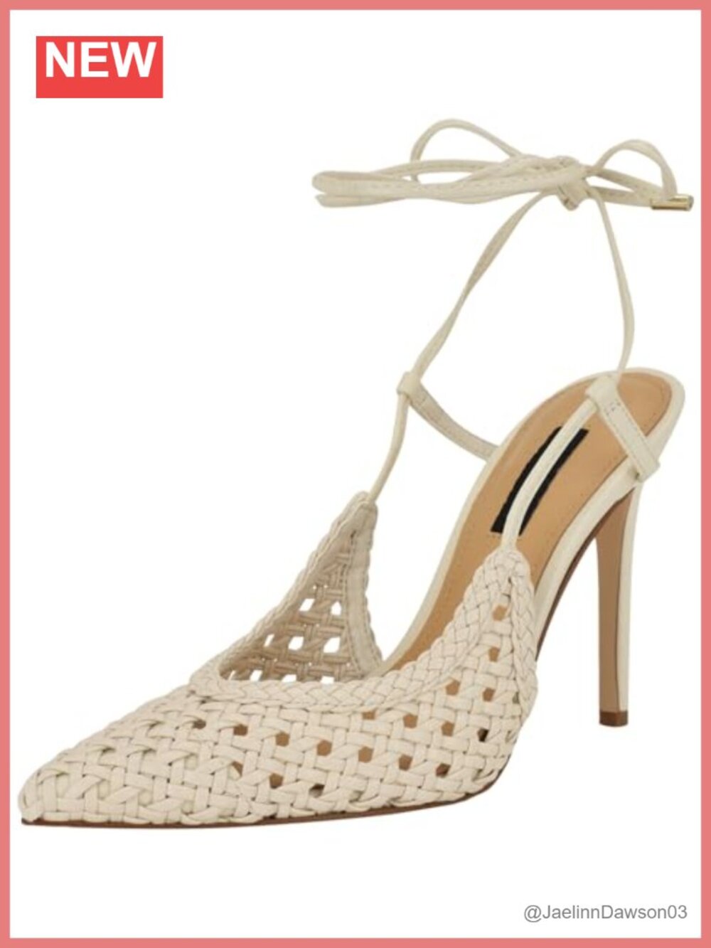 Nine West Fessla Stiletto Heels Woven Ankle Strap Tie Closure Open Toe Faux